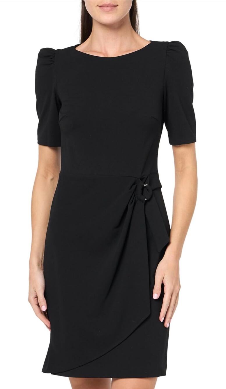DKNY Women's Sleeveless Scuba Crepe Faux Wrap Dress